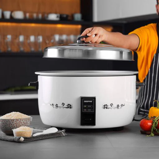 Geepas Commercial Rice Cooker GRC4323 | 10L Capacity | 2800W Power | Cook & Keep Warm Function | Durable Aluminium Inner Pot | Stainless Steel Lid | 2 Years Warranty - Image 4