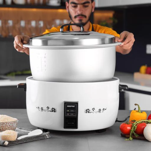 Geepas Commercial Rice Cooker GRC4323 | 10L Capacity | 2800W Power | Cook & Keep Warm Function | Durable Aluminium Inner Pot | Stainless Steel Lid | 2 Years Warranty - Image 6