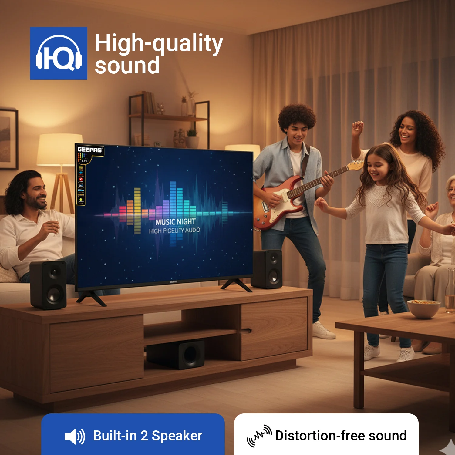 Geepas GLED6538SEUHD 65 Inch Ultra HD Smart LED TV | 4K UHD Frameless Display| HDR| HDMI| USB Connectivity| Smart Apps| HQ Sound |  Remote Control| 2x8W Audio Output - Image 6