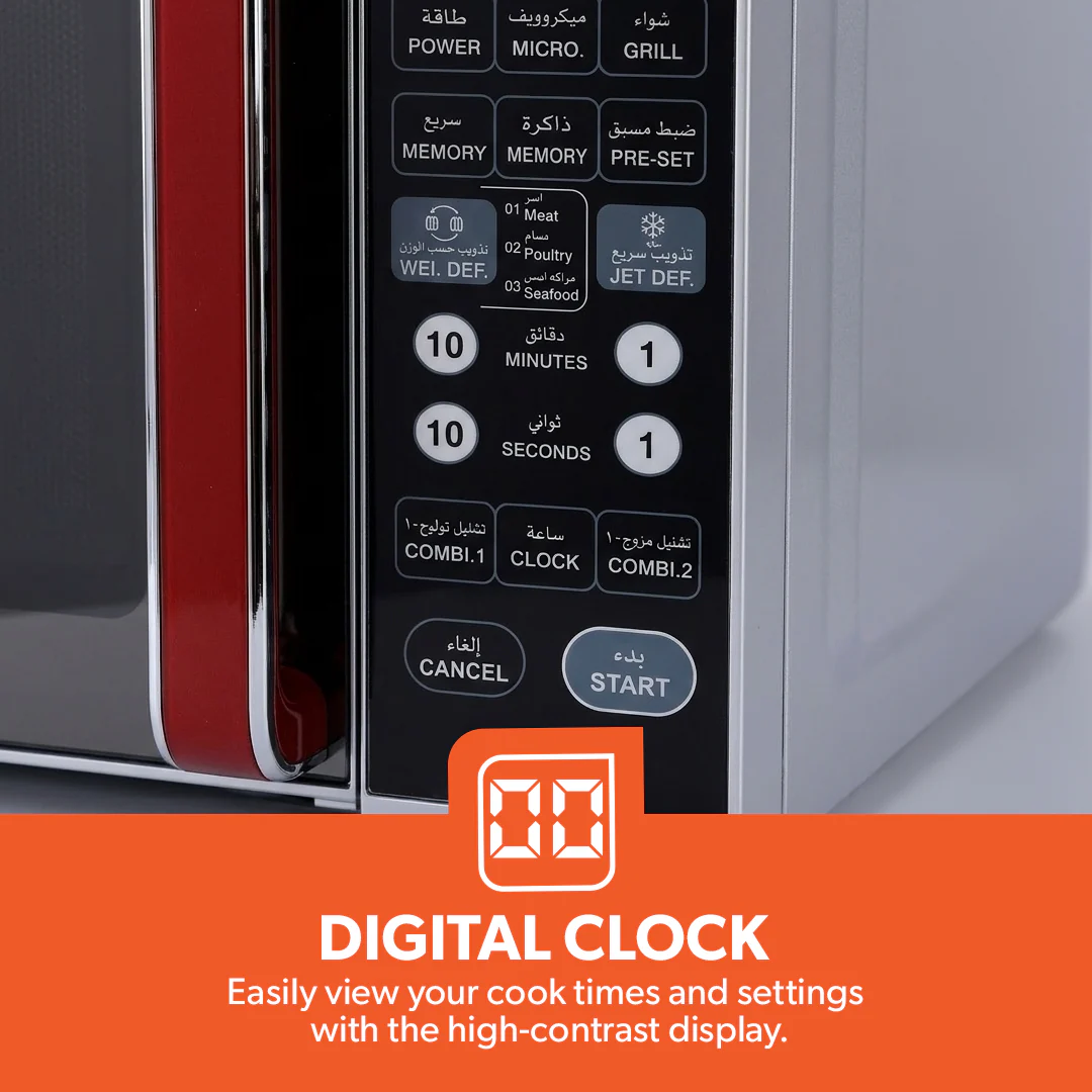 Geepas Digital Microwave Oven GMO1876 | 27L Capacity| 1400W Powerful Performance| Touch Control Panel| Multi-Cooking Functions| Defrost & Reheat Options| 1 Year Warranty - Image 6